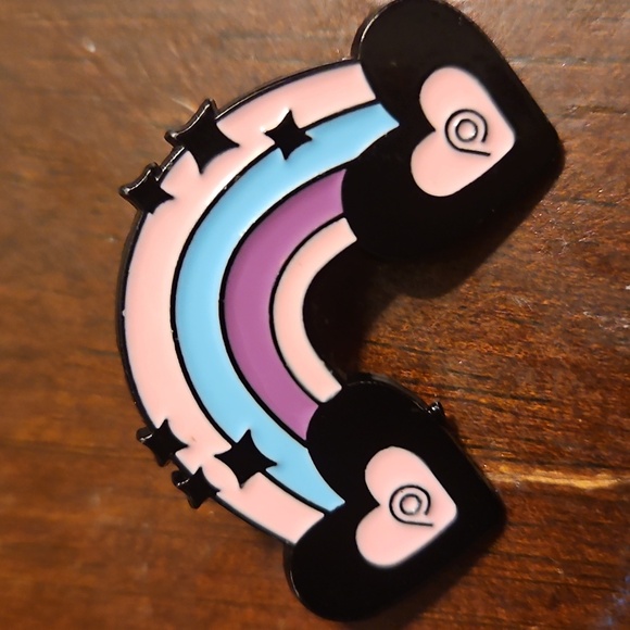 Handmade LGBTQ+ Enamel Pin 1" Trans Rainbow Pop Pin Heart Pink Purple and blue - Picture 9 of 17